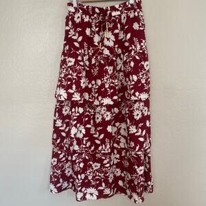 Outerknown Womens Sz Small Tiered Maxi Skirt Floral Silk Hemp Organic Cotton